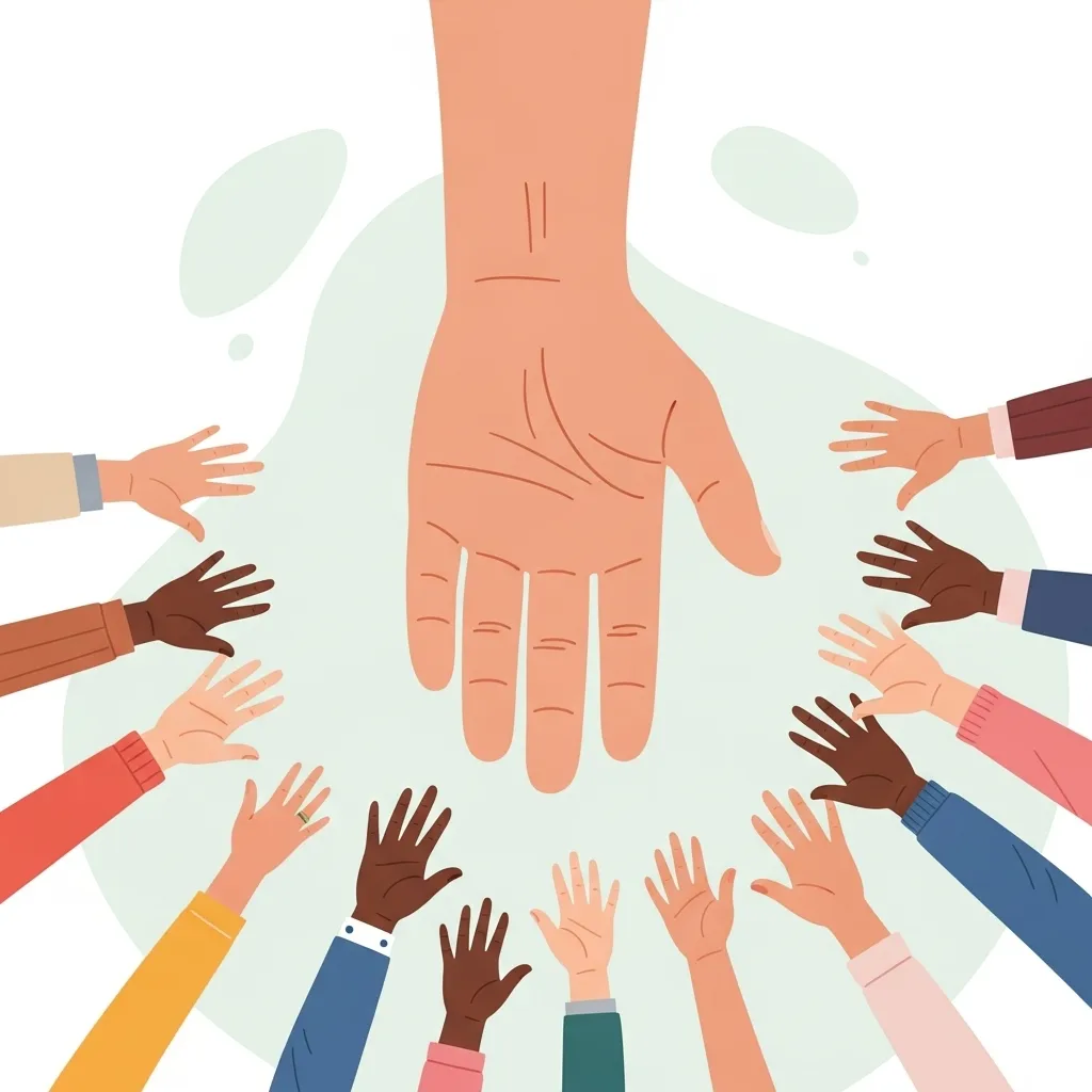 Supportive hands reaching out, symbolizing hope and connection
